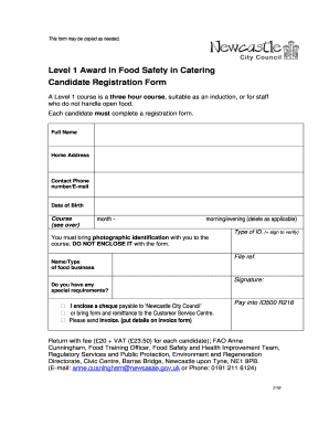 Catering Certificate PDF  Form