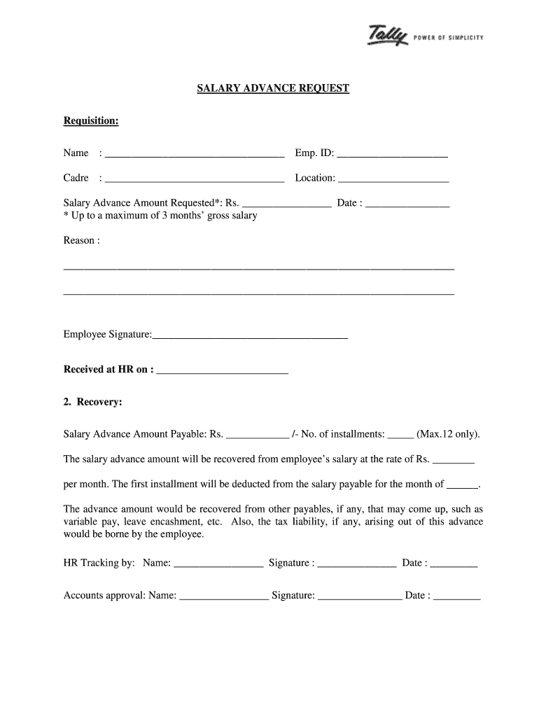 Salary Advance Form Fill Out And Sign Printable Pdf Template Signnow