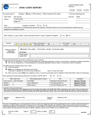 Iso 27001 Audit Report PDF  Form