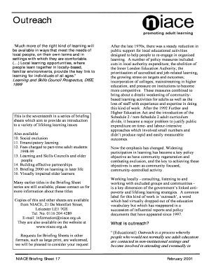 NIACE Briefing Sheet 17 Outreach PDF  Form