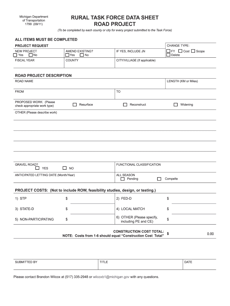  RURAL TASK FORCE DATA SHEET ROAD PROJECT  Swmpc 2011-2024