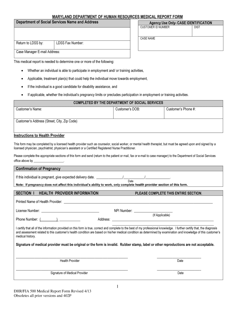  Md Medical Form 2013