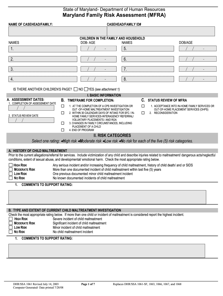  Fillable Resident Assessment Tool Md 2003-2024