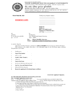 Vnsgu Provisional Degree Certificate  Form