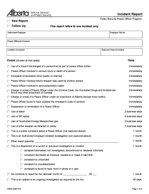 Incident Report Template Alberta  Form