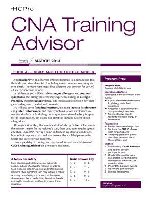 Cna Training Advisor  Form