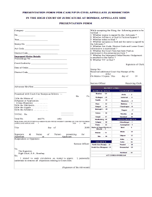 Presentation Form Bombay High Court