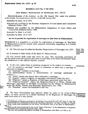 Bombay Registration of Marriage Act 1953  Form