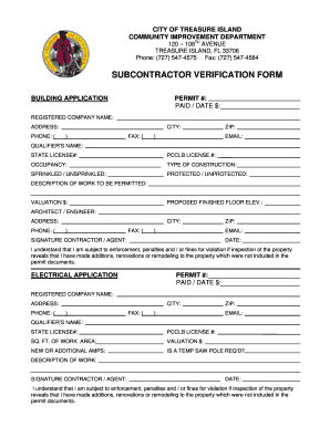 Subcontractor Verification Form