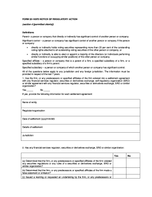 Form 32 102f2 Notice of Regulatory Action