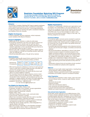 Dominion Foundation Matching Gift Program Form