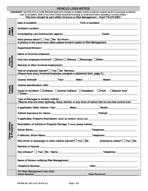 VEHICLE ACCIDENT NOTIFICATION FORM Clayton County Claytoncountyga