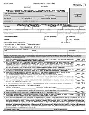 Somerset County Concealed Carry Permit  Form