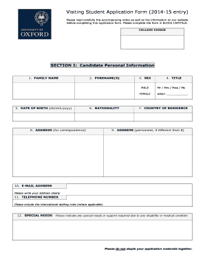 University Oxford Application Form