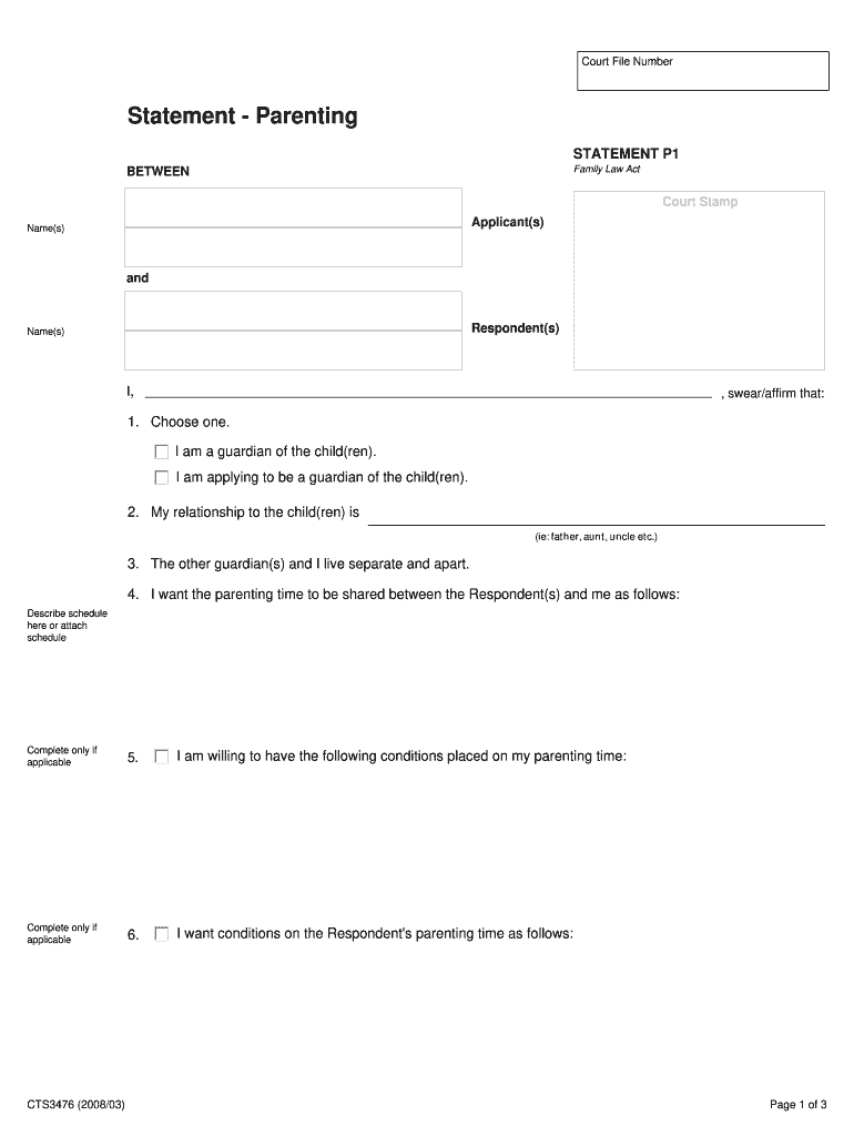 Get and Sign Parenting Court 2008-2022 Form