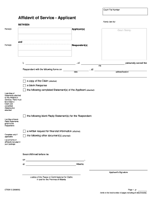  CTS3513 Affidavit of Service Applicant is an Affidavit of Service for the Applicant This Form is a Result of the New Family Law  2008