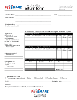 Petsmart Return Without Receipt  Form