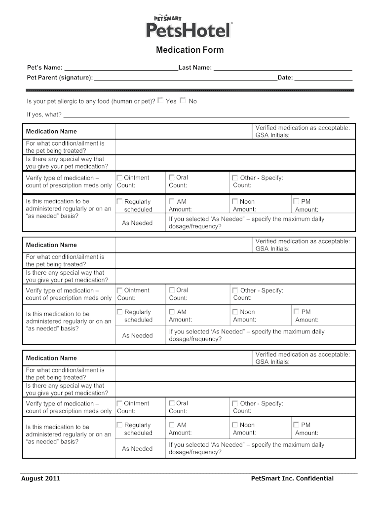  Petsmart Forms 2011-2024