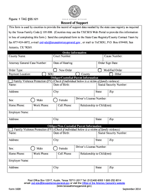 Record of Support Texas Attorney General Texasattorneygeneral  Form