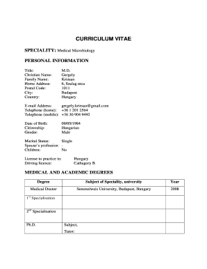 Microbiologist Cv PDF  Form