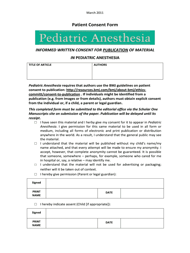 INFORMED WRITTEN CONSENT for PUBLICATION of MATERIAL