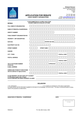 Rates Rebate Application Form Ethekwini