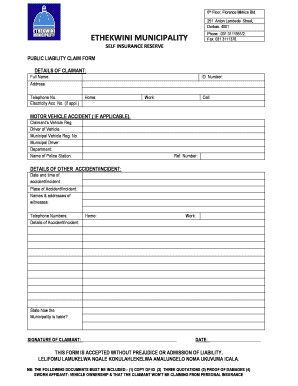 Ethekwini Municipality Claim Form