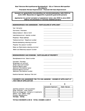 Application for Pensioner Rebate on Property Rates  Form