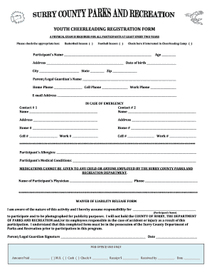 Cheerleading Registration Form