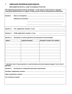 Compulsory Enterprise Questionnaire  Form