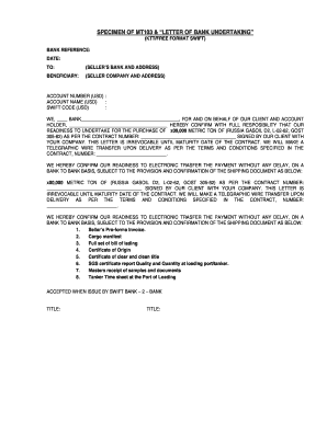 Bank Payment Undertaking Sample  Form