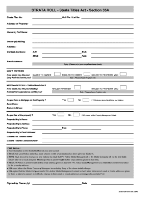 Strata Roll Template  Form