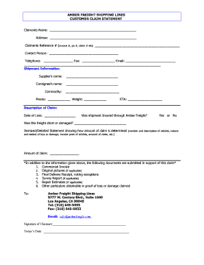 Cargo Claim Form