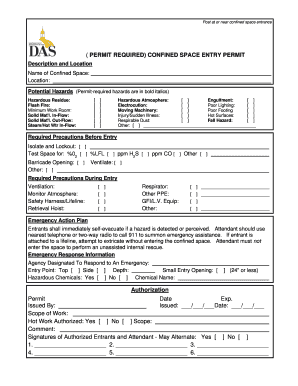 Confined Space Entry Form