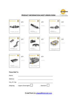 PRODUCT INFORMATION SHEET ORDER FORM E Mail Interroll