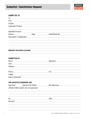 SubmittalSubstitution Request Form Simpson Strong Tie