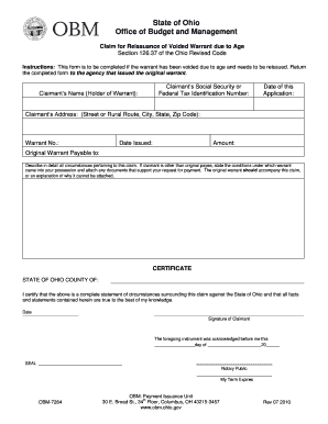  SIGNATURE WARRANT AUTHORIZATION FORM State of Ohio 2010