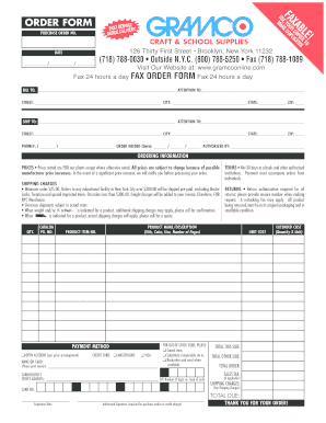 Print Order Form Gramco School Supplies