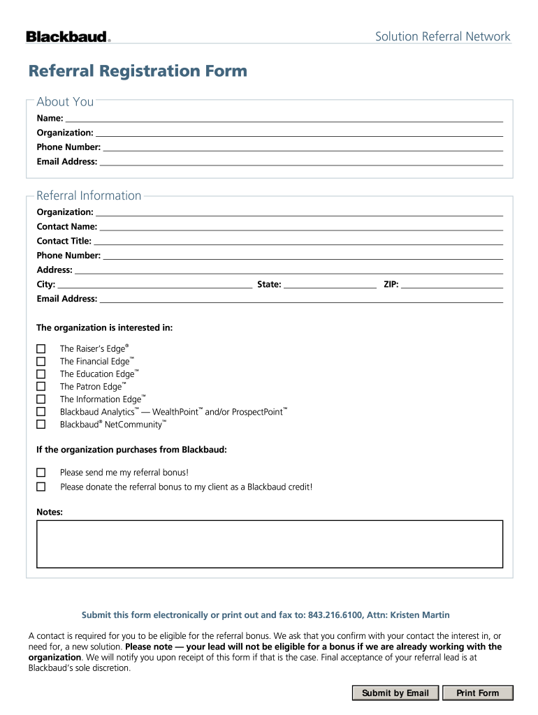 Referral Registration  Form