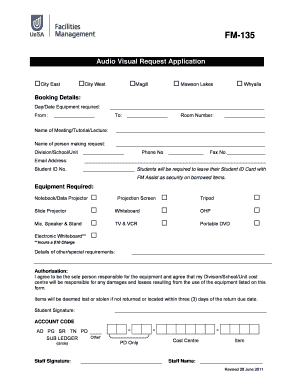 FM135 Audio Visual Request Form