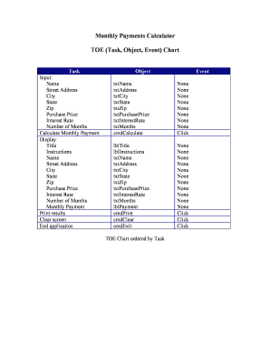 Toe Chart  Form