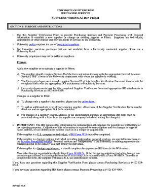 Supplier Verification Form