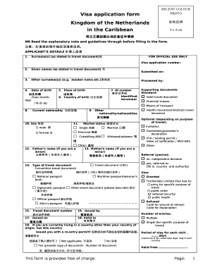 Netherlands Visa Application  Form