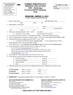 RENEWAL APPLICATION University of North Georgia  Form