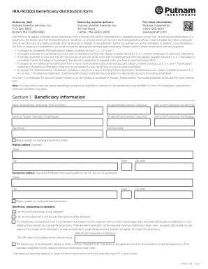 IRA403b Beneficiary Distribution Form Putnam Investments