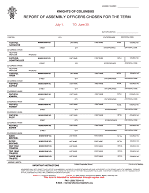 Knights of Columbus Form 186