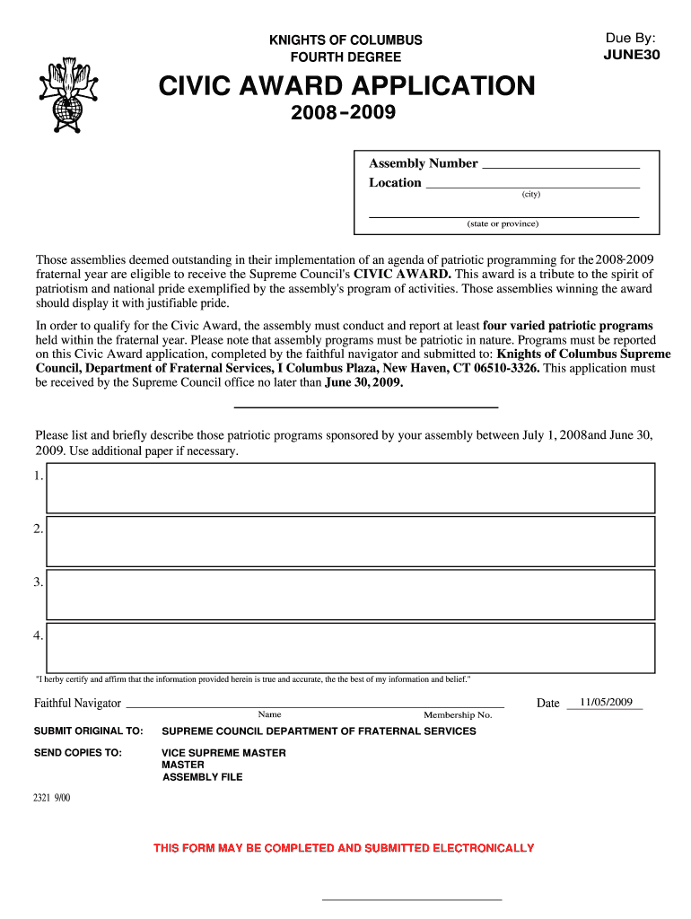 Application Letter for Knighthood  Form