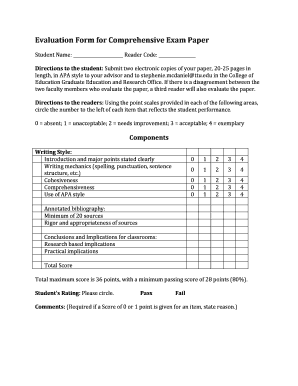 Exam Evaluation Form