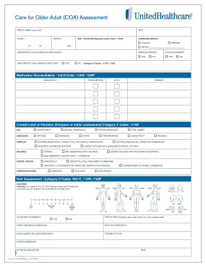 Care for Older Adult COA Assessment Form