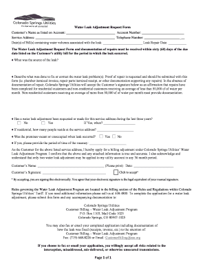 Leak Adjustment Request  Form